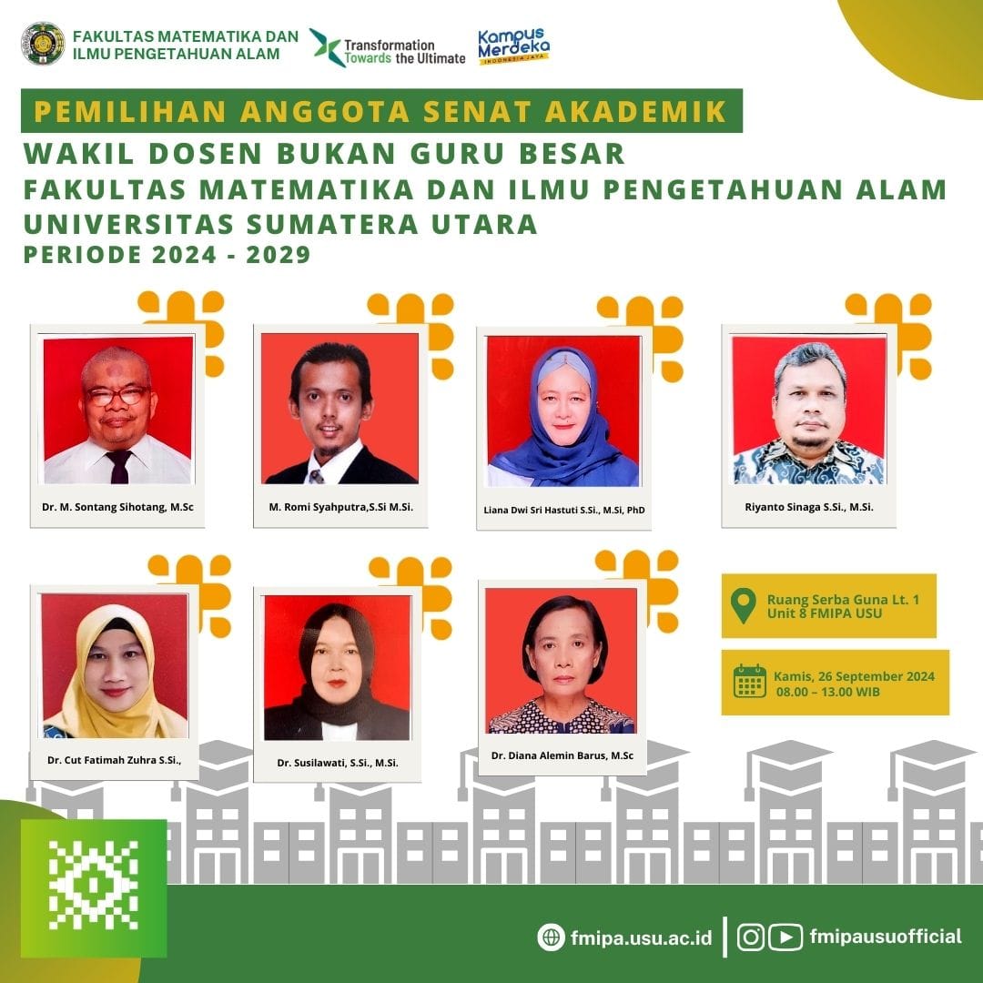 Election of Non-Professor Faculty Representatives to the FMIPA USU Academic Senate for the 2024–2029 Period